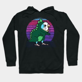 Vaporwave blue budgie Dinosaur Hoodie